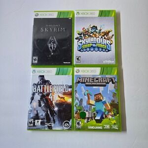 Xbox 360 Video Game Lot Skyrim Battlefield 4 Minecraft Skylanders